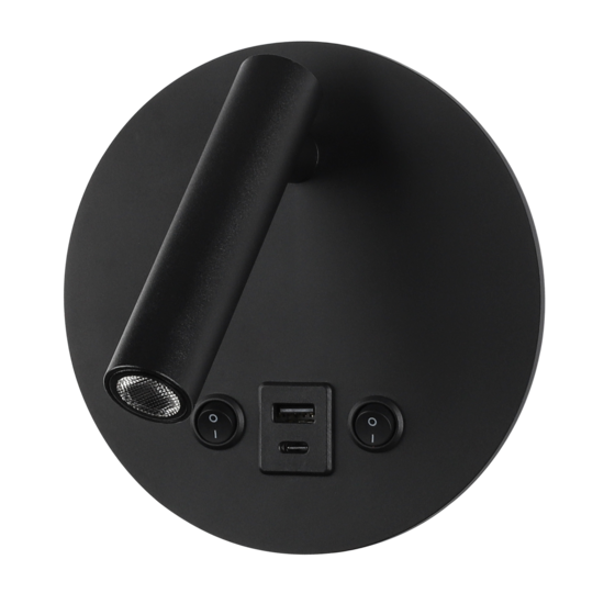 Optonica LED Wall Light 8W With ON/OFF-Switch + USB Black - Ideal para iluminación elegante