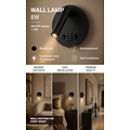 Optonica LED Wall Light 8W With ON/OFF-Switch + USB Black - Ideal para iluminación elegante