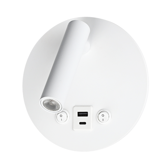 Optonica LED Wandlampe 8W Mit ON/OFF-Schalter + USB Weiß - Ideal für stilvolle Beleuchtung