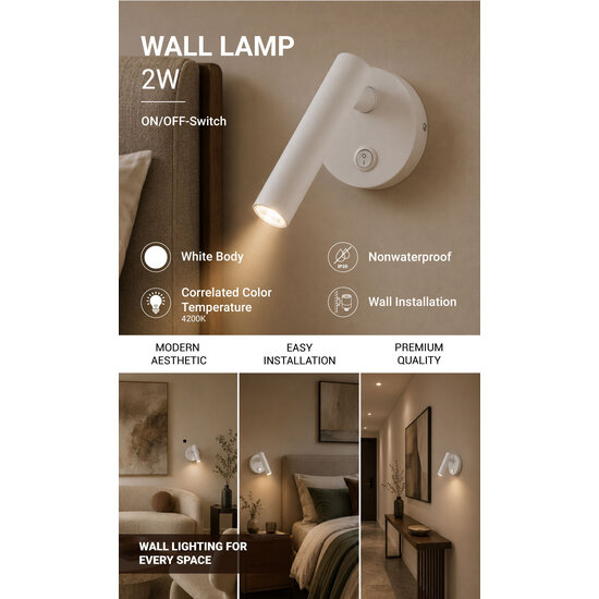 Optonica LED Cabinet Light 2W With ON/OFF-Switch White - Ideal für stilvolle Schrankbeleuchtung
