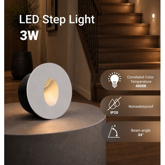 Optonica LED Step Light White Round - Ideal für Treppenbeleuchtung