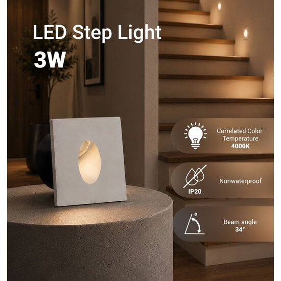 Optonica LED Step Light White Square - Perfecte verlichting voor trappen en paden
