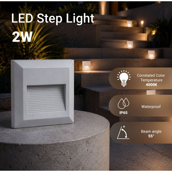 Optonica LED Step Light Square White - Perfecte verlichting voor trappen en paden