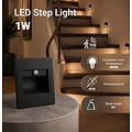 Optonica LED Step Light Square 1W 4000K IP20 Black + Sensor - Iluminación ideal para escaleras y caminos