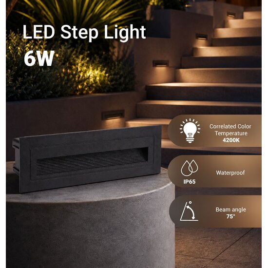 Optonica LED Step Light Rectangular Black - Ideal für sicheres Treppenlicht
