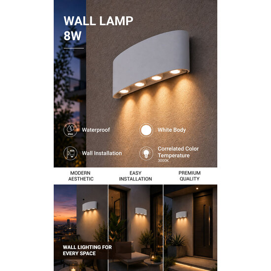 Optonica LED Wall Light - White - Créez une atmosphère chaleureuse dans votre espace