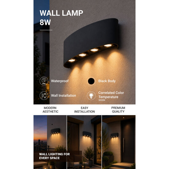 Optonica LED Wall Light - Black - Schaffen Sie eine gemütliche Atmosphäre in Ihrem Raum