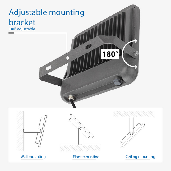 Optonica LED SMD Floodlight 150W Grey Body IP65 with 100cm Cable - Ideal para iluminación exterior
