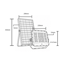 LED Solar Floodlight 2000LM 15Ah CCT IP65 + Lighting Control + Remote Control