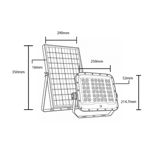 LED Solar Floodlight 2000LM 15Ah CCT IP65 + Lighting Control + Remote Control