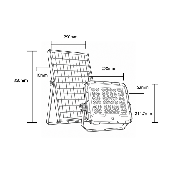 Optonica LED Solar Floodlight 2000LM 15Ah CCT IP65 + Lighting Control + Remote Control - Ideal für Außenbeleuchtung
