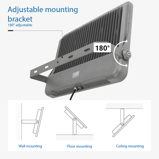 Optonica LED SMD Floodlight 500W Cuerpo Gris IP65 con Cable de 100cm - Ideal para Iluminación Exterior