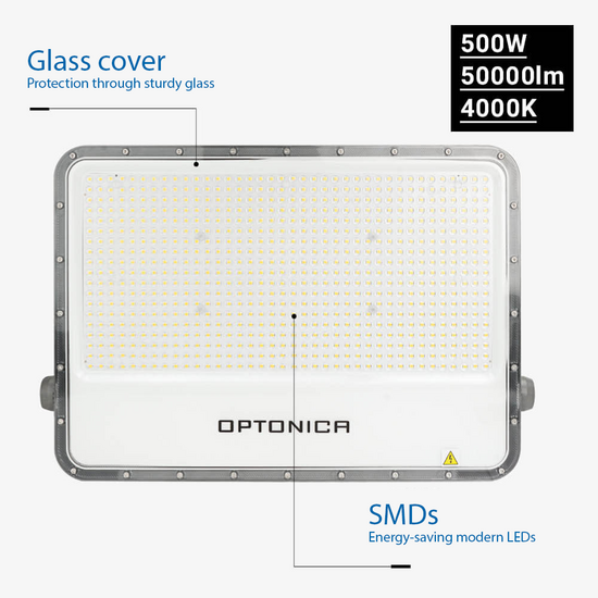 Optonica LED SMD Floodlight 500W Grey Body IP65 with 100cm Cable - Ideal para iluminación exterior