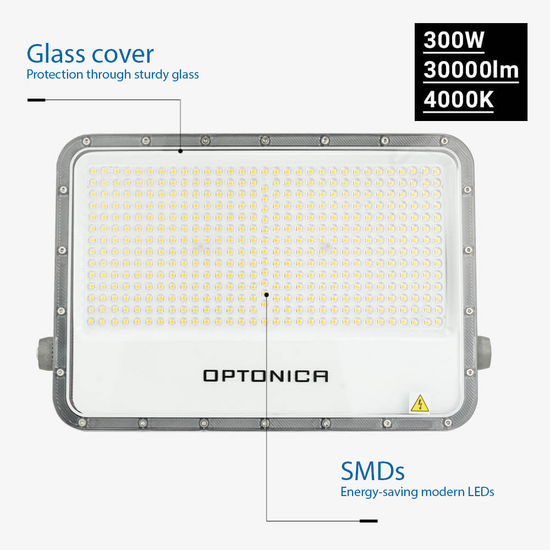 Optonica LED SMD Floodlight 300W Grey Body IP65 with 100cm Cable - Ideal para Iluminación Exterior