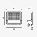 Optonica LED SMD Flutlicht 200W Grauer Körper IP65 mit 100cm Kabel - Ideal für Außenbeleuchtung