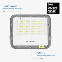 LED SMD Floodlight 50W Grey Body IP65 with 100cm Cable