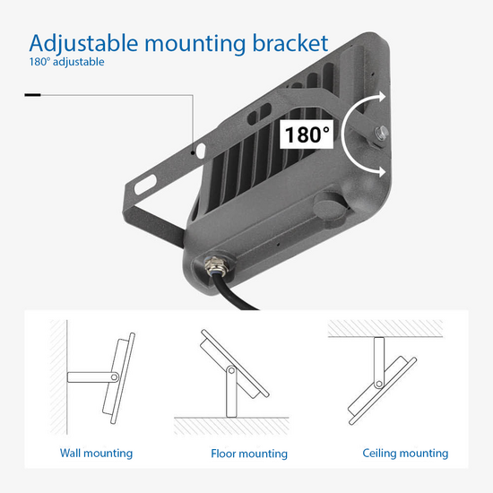 Optonica LED SMD Floodlight 50W Grey Body IP65 with 100cm Cable - Ideal para Iluminación Exterior