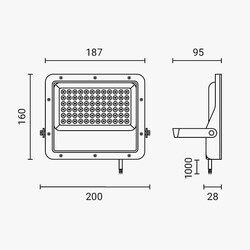 LED SMD Floodlight 50W Cuerpo Gris IP65 con Cable de 100cm