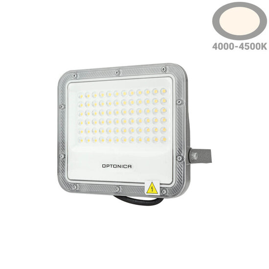 Optonica LED SMD Flutlicht 50W Graues Gehäuse IP65 mit 100cm Kabel - Ideal für Außenbeleuchtung