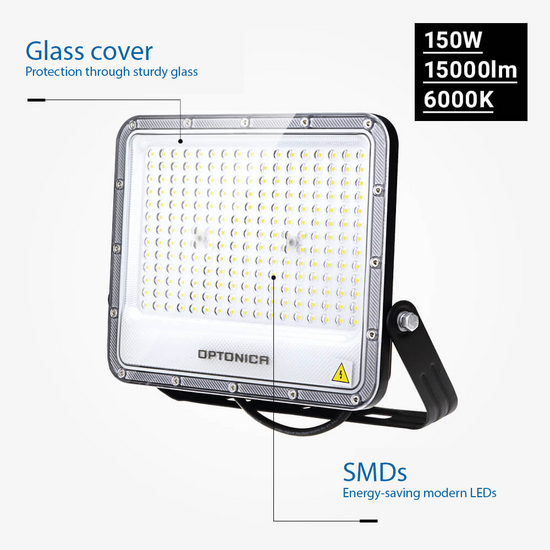 Optonica LED SMD Floodlight Black Body IP65 - LUMILEDS Chip para iluminación exterior potente