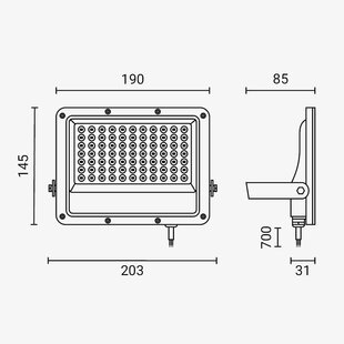 LED SMD Floodlight Black Body IP65 - LUMILEDS Chip