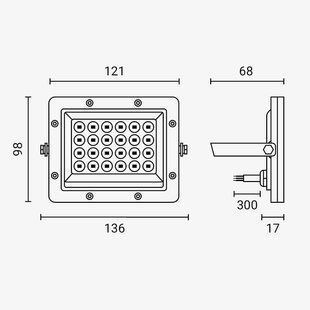 LED SMD Floodlight Black Body IP65 - LUMILEDS Chip