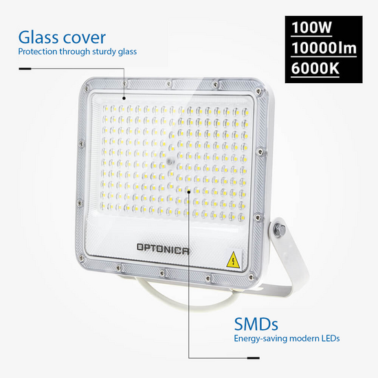 Optonica LED SMD Floodlight White Body IP65 - LUMILEDS Chip para iluminación exterior potente