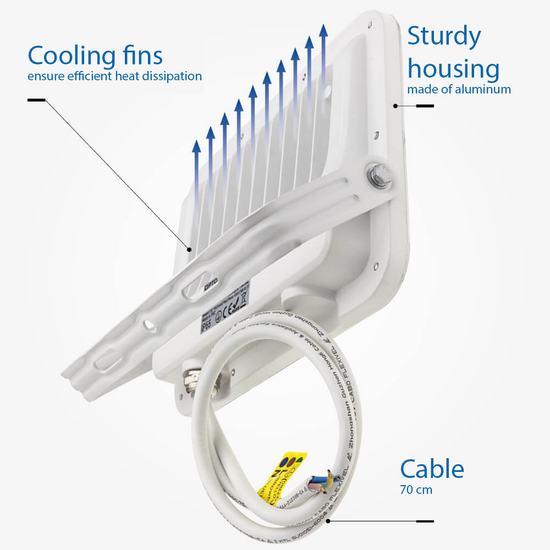 Optonica LED SMD Floodlight White Body IP65 - LUMILEDS Chip para iluminación exterior potente