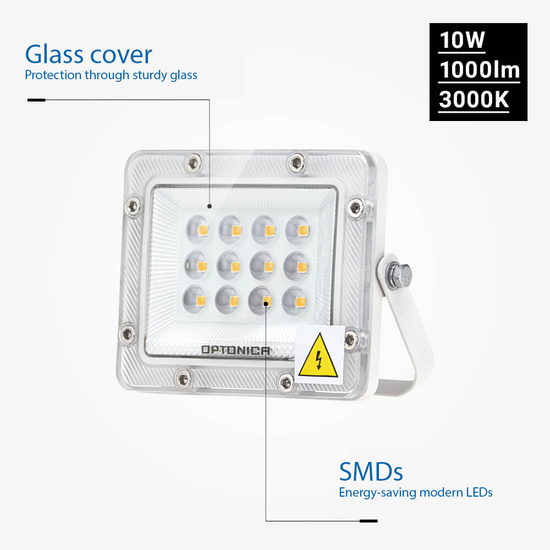 Optonica LED SMD Floodlight White Body IP65 - LUMILEDS Chip para iluminación exterior potente