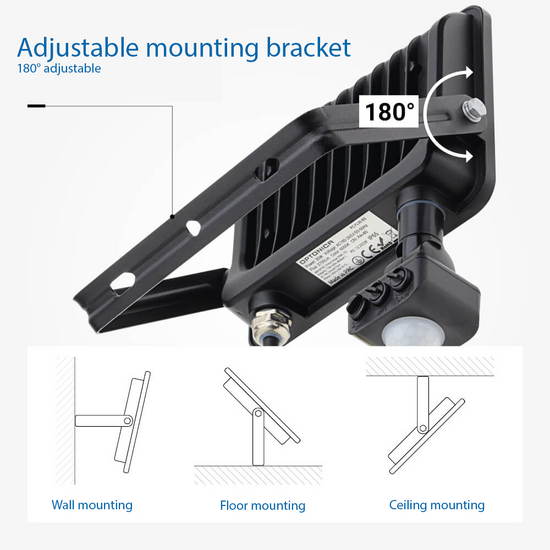 Optonica LED SMD Floodlight IP65 Black Body with Sensor - Ideal para iluminación exterior