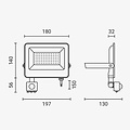 Optonica LED SMD Floodlight IP65 Black Body with Sensor - Idéal pour l'éclairage extérieur