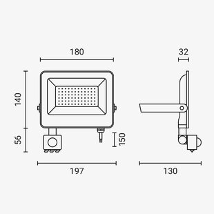 LED SMD Floodlight IP65 Cuerpo Negro con Sensor