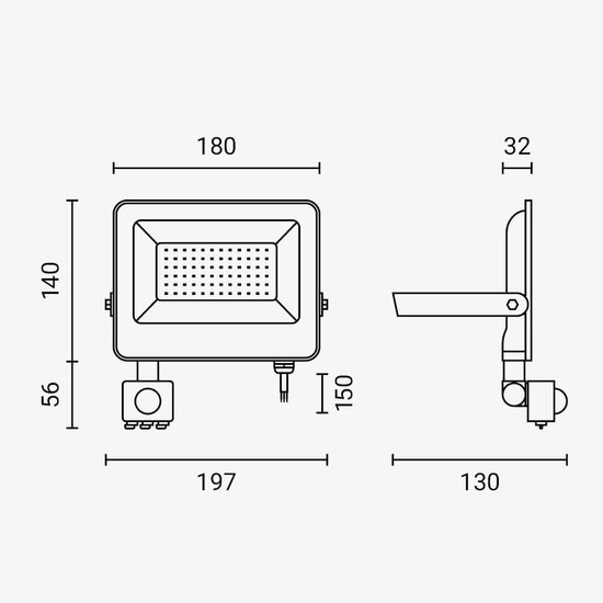 Optonica LED SMD Floodlight IP65 Cuerpo Negro con Sensor - Ideal para Iluminación Exterior