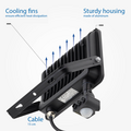 Optonica LED SMD Floodlight IP65 Black Body with Sensor - Idéal pour l'éclairage extérieur