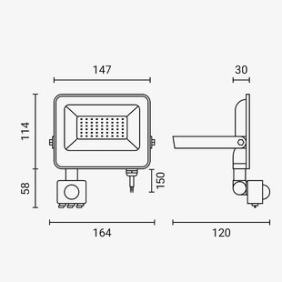 LED SMD Floodlight IP65 Black Body with Sensor