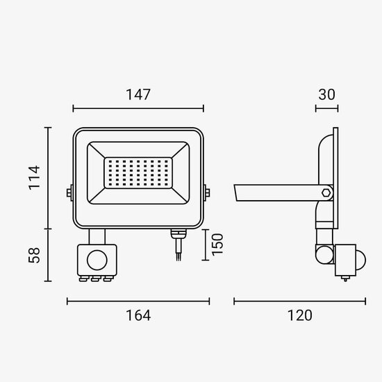 Optonica LED SMD Floodlight IP65 Black Body with Sensor - Ideal para Espacios Exteriores