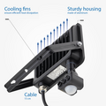 Optonica LED SMD Floodlight IP65 Black Body with Sensor - Ideal para Espacios Exteriores