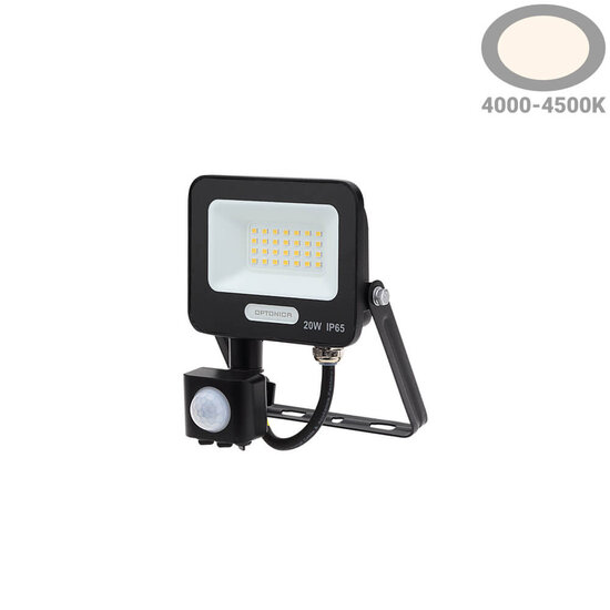 Optonica LED SMD Floodlight IP65 Black Body with Sensor - Ideal para iluminación exterior