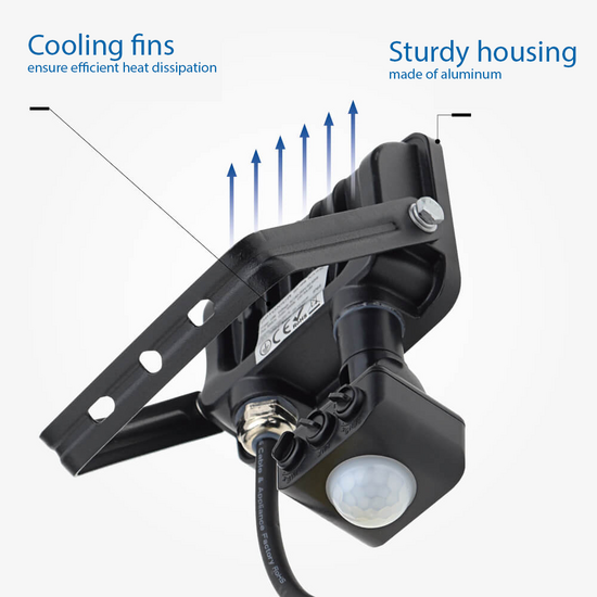 Optonica LED SMD Floodlight IP65 Black Body with Sensor - Ideal para Iluminación Exterior