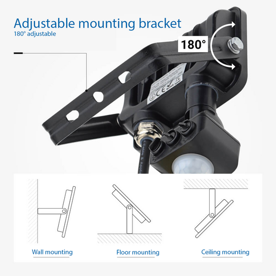 Optonica LED SMD Floodlight IP65 Black Body with Sensor - Ideal para Iluminación Exterior