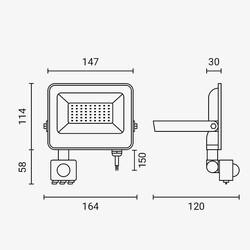 LED SMD Floodlight IP65 Cuerpo Blanco con Sensor