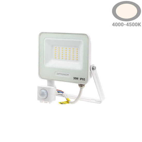Optonica LED SMD Floodlight IP65 Cuerpo Blanco con Sensor - Ideal para iluminación exterior