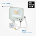 Optonica LED SMD Floodlight IP65 White Body with Sensor - Ideal para Iluminación Exterior