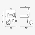 Optonica LED SMD Floodlight IP65 White Body with Sensor - Ideal para iluminación exterior