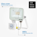 Optonica LED SMD Floodlight IP65 White Body with Sensor - Ideal para iluminación exterior