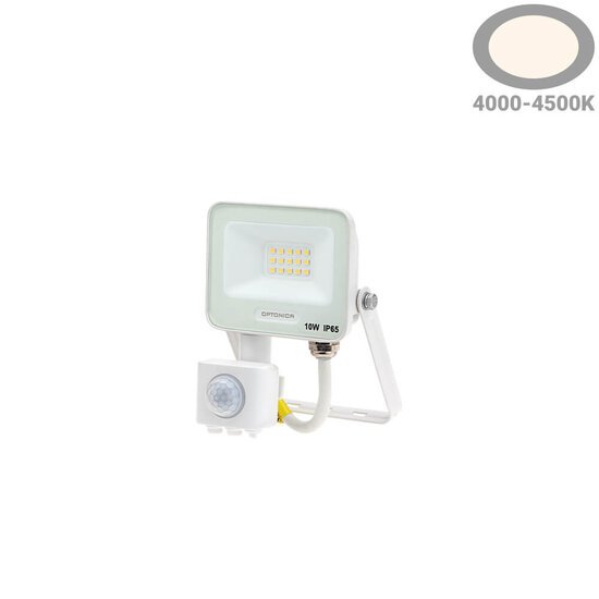 Optonica LED SMD Floodlight IP65 White Body with Sensor - Ideal para Iluminación Exterior
