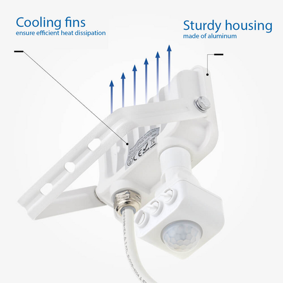 Optonica LED SMD Floodlight IP65 White Body with Sensor - Ideal para Iluminación Exterior