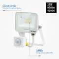 Optonica LED SMD Floodlight IP65 White Body with Sensor - Ideal para Iluminación Exterior