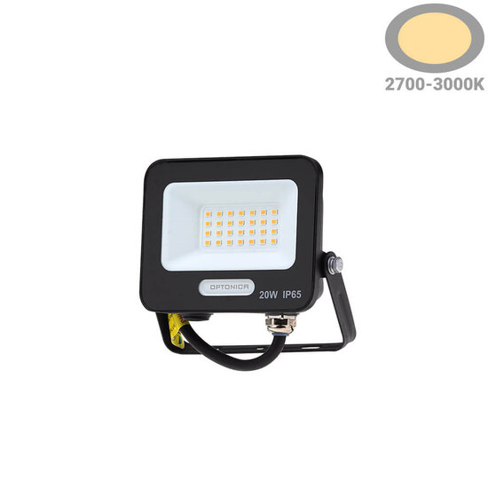 Optonica LED SMD Flutlicht Schwarz IP65 mit 15 cm Kabel - Ideal für Außenbeleuchtung