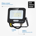 Optonica LED SMD Flutlicht Schwarz IP65 mit 15 cm Kabel - Ideal für Außenbeleuchtung